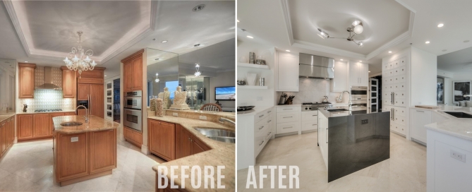 Before and after kitchen renovation by Diamond Custom Homes