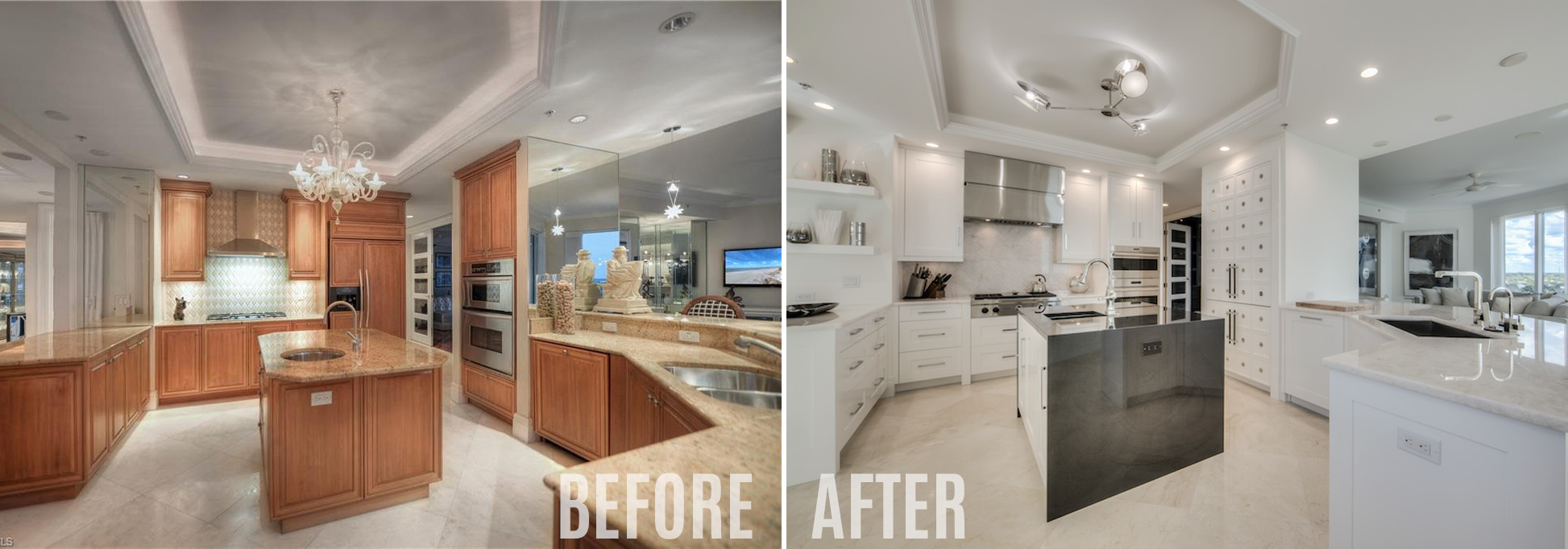 Before and after kitchen renovation by Diamond Custom Homes